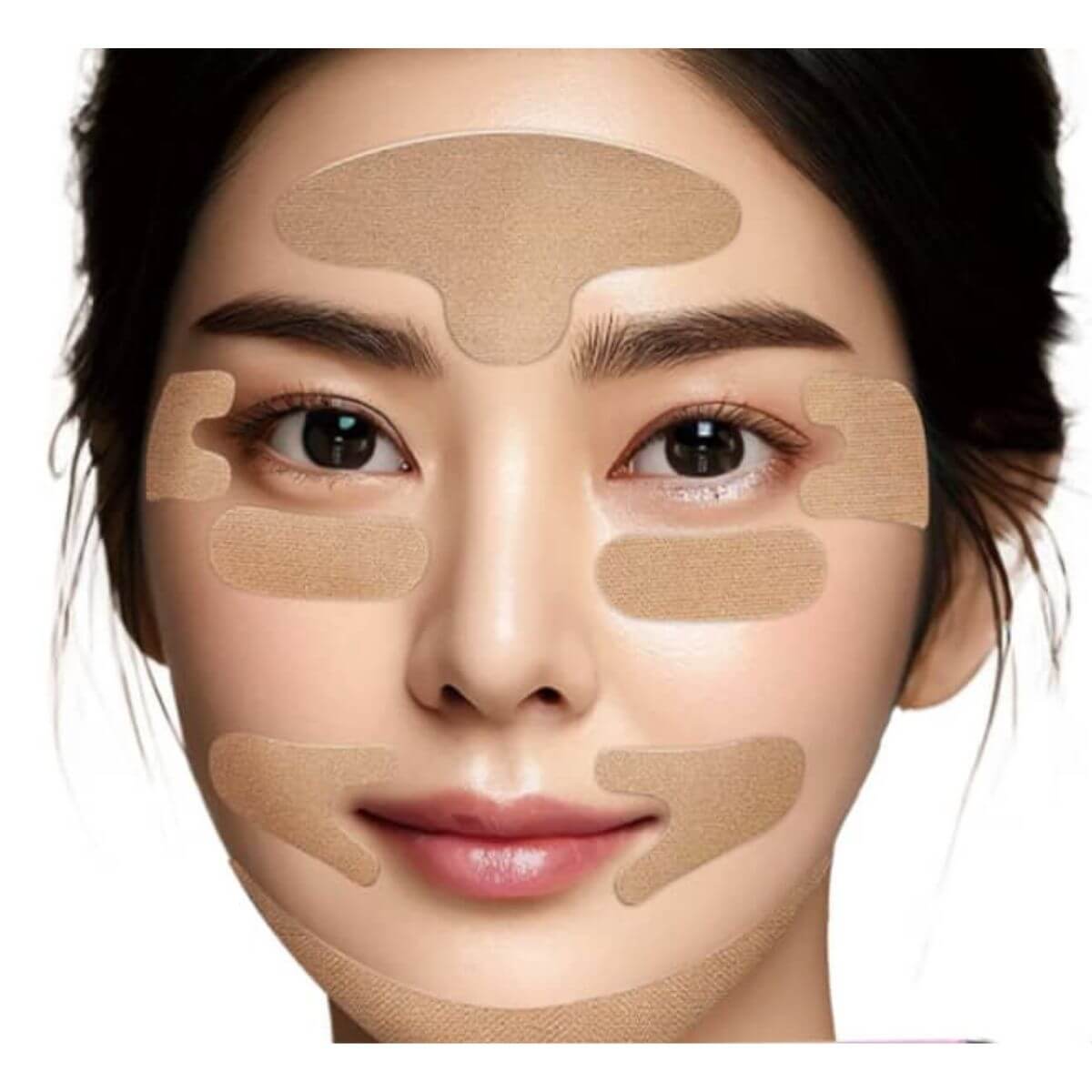 Model using GaniGlow Face Lifting Tape – instant skin tightening solution